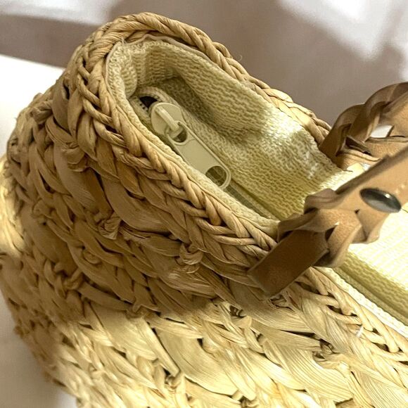 Vintage Woven Straw Tote Wicker  Handbag - Picture 9 of 12